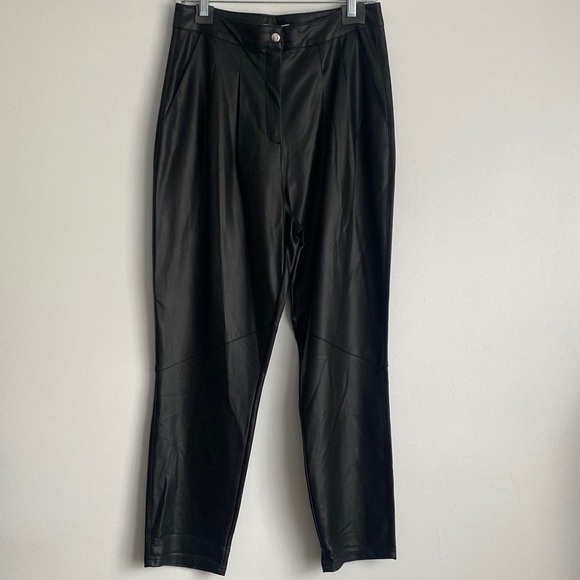 Topshop Pants - Topshop Black Faux Leather High Waisted Pants Size 8